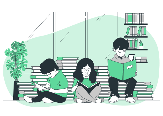 crianças lendo livros